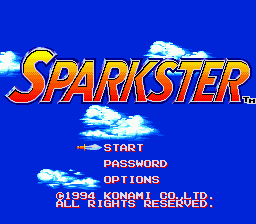 Sparkster title screen for Sega Genesis